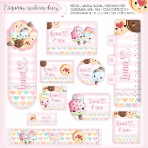 Arquivo de Corte Etiqueta Escolar Doces