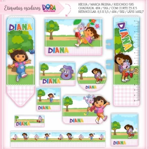 Arquivo de Corte Etiqueta Escolar Dora