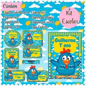 Arquivo de Corte Etiqueta Escolar Galinha