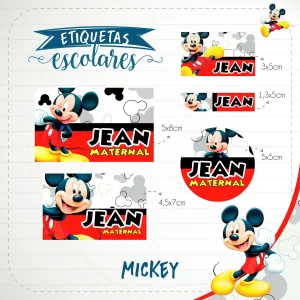 Arquivo de Corte Etiqueta Escolar Mickey
