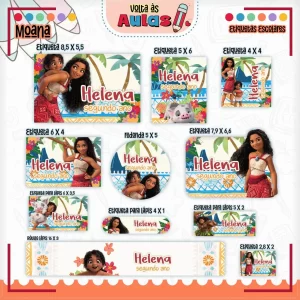 Arquivo de Corte Etiqueta Escolar Moana