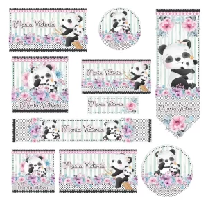 Arquivo de Corte Etiqueta Escolar Panda