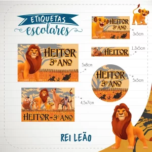 Arquivo de Corte Etiqueta Escolar Rei Leão