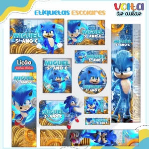 Arquivo de Corte Etiqueta Escolar Sonic