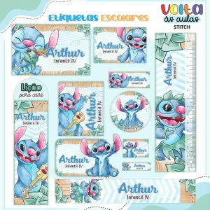 Arquivo de Corte Etiqueta Escolar Stitch