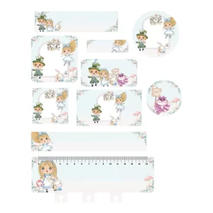 Etiqueta Escolar Alice Png e Pdf