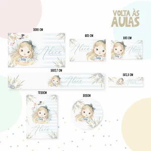Etiqueta Escolar Alice Studio, Dxf e Png