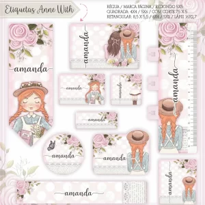 Etiqueta Escolar Anne Studio, Png e Pdf