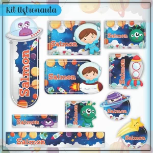 Etiqueta Escolar Astronauta Studio, Pdf e Png