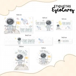 Etiqueta Escolar Astronauta Studio, Png, Dxf e Pdf