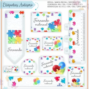 Etiqueta Escolar Autismo Studio, Png, Cdr e Pdf