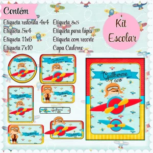 Etiqueta Escolar Aviador Studio, Png e Pdf