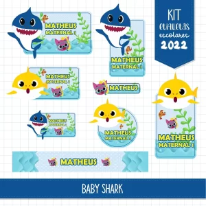 Etiqueta Escolar Baby Shark Studio e Png