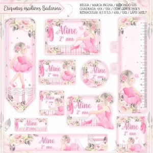 Etiqueta Escolar Bailarina Studio, Cdr, Png e Pdf