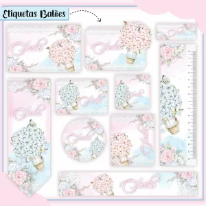 Etiqueta Escolar Balão Studio, Pdf e Png