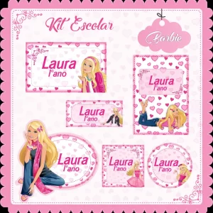 Etiqueta Escolar Barbie Studio, Png, Pdf e Cdr
