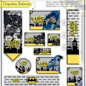 Etiqueta Escolar Batman Studio, Png, Cdr e Pdf