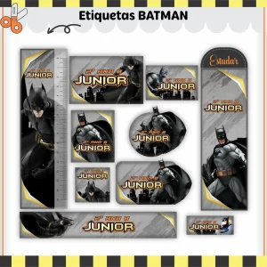 Etiqueta Escolar Batman Studio, Png e Pdf
