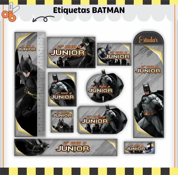 Etiqueta Escolar Batman Studio, Png e Pdf