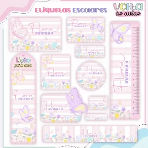 Etiqueta Escolar Borboletas Studio e Pdf