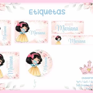 Etiqueta Escolar Branca de Neve Png