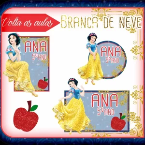 Etiqueta Escolar Branca de Neve Studio e Png