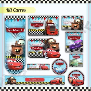 Etiqueta Escolar Carros Studio, Png, Cdr e Pdf