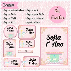 Etiqueta Escolar Carrossel Studio, Png e Pdf