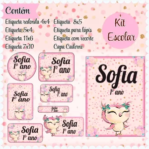 Etiqueta Escolar Corujinha Studio, Png e Pdf