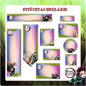Etiqueta Escolar Demon Slayer Studio