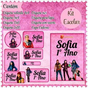 Etiqueta Escolar Descendentes Studio, Png e Pdf