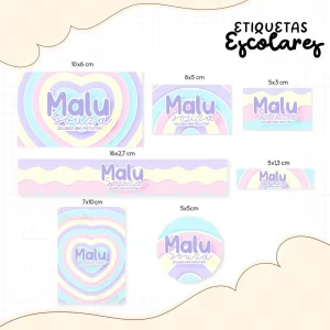 Etiqueta Escolar Digital Candy Colors