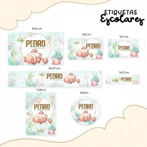 Etiqueta Escolar Digital Fundo Do Mar