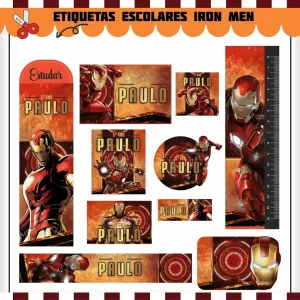 Etiqueta Escolar Digital Homem de Ferro