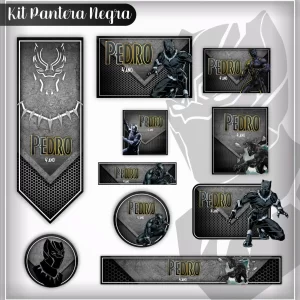 Etiqueta Escolar Digital Pantera Negra