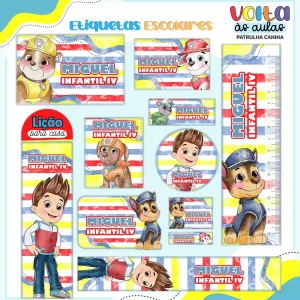 Etiqueta Escolar Digital Patrulha Canina