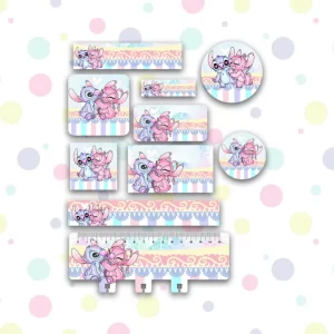 Etiqueta Escolar Digital Stitch Pdf e Png