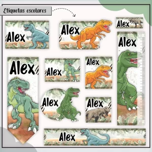 Etiqueta Escolar Dinossauro Studio, Cdr, Pdf e Png
