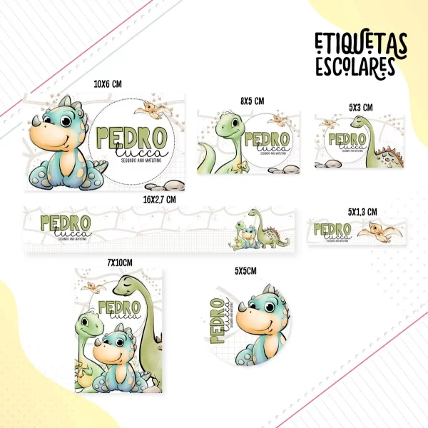 Etiqueta Escolar Dinossauros Studio, Dxf e Png