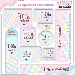 Etiqueta Escolar Editavel Candy Colors