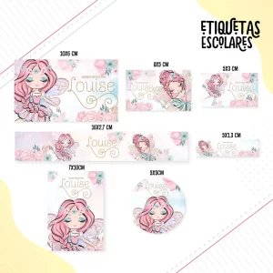 Etiqueta Escolar Fadas Studio, Dxf e Png