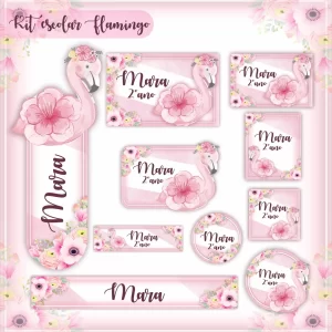 Etiqueta Escolar Flamingo Studio, Pdf, Cdr e Png