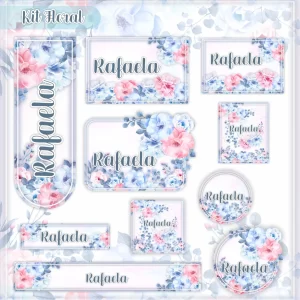 Etiqueta Escolar Floral Studio, Cdr, Png e Pdf