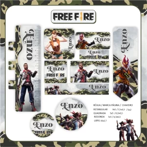 Etiqueta Escolar Free Fire Studio, Png e Pdf