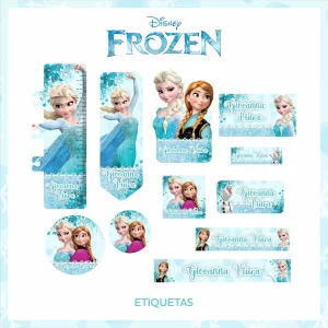 Etiqueta Escolar Frozen Png e Pdf