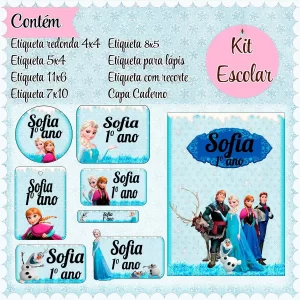 Etiqueta Escolar Frozen Studio, Png e Pdf