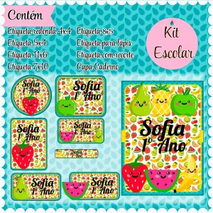 Etiqueta Escolar Frutas Studio, Png e Pdf