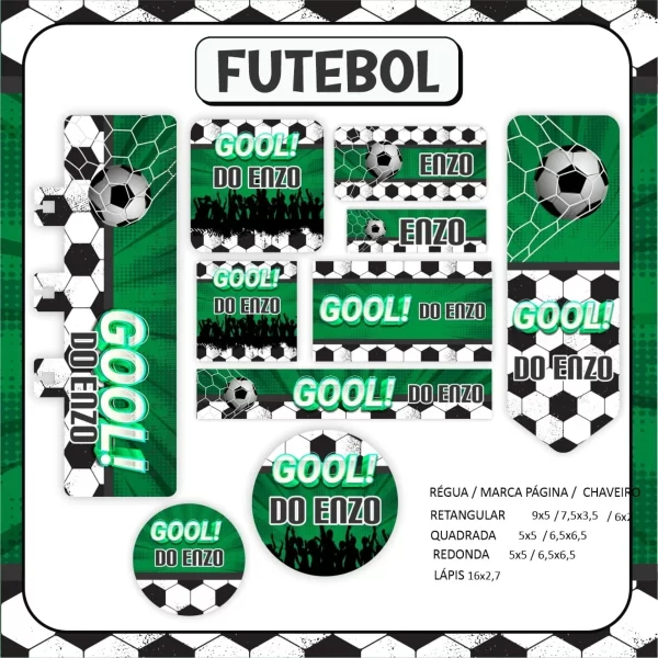 Etiqueta Escolar Futebol Studio, Png e Pdf