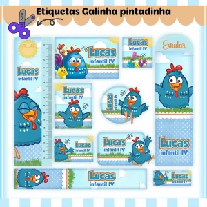 Etiqueta Escolar Galinha Studio, Png e Pdf