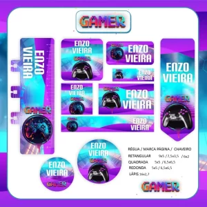 Etiqueta Escolar Games Studio, Png e Pdf